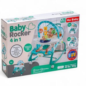 4 In 1 Multifunctional Baby Rocker With Dining Tray, Wheels & Music 0m+