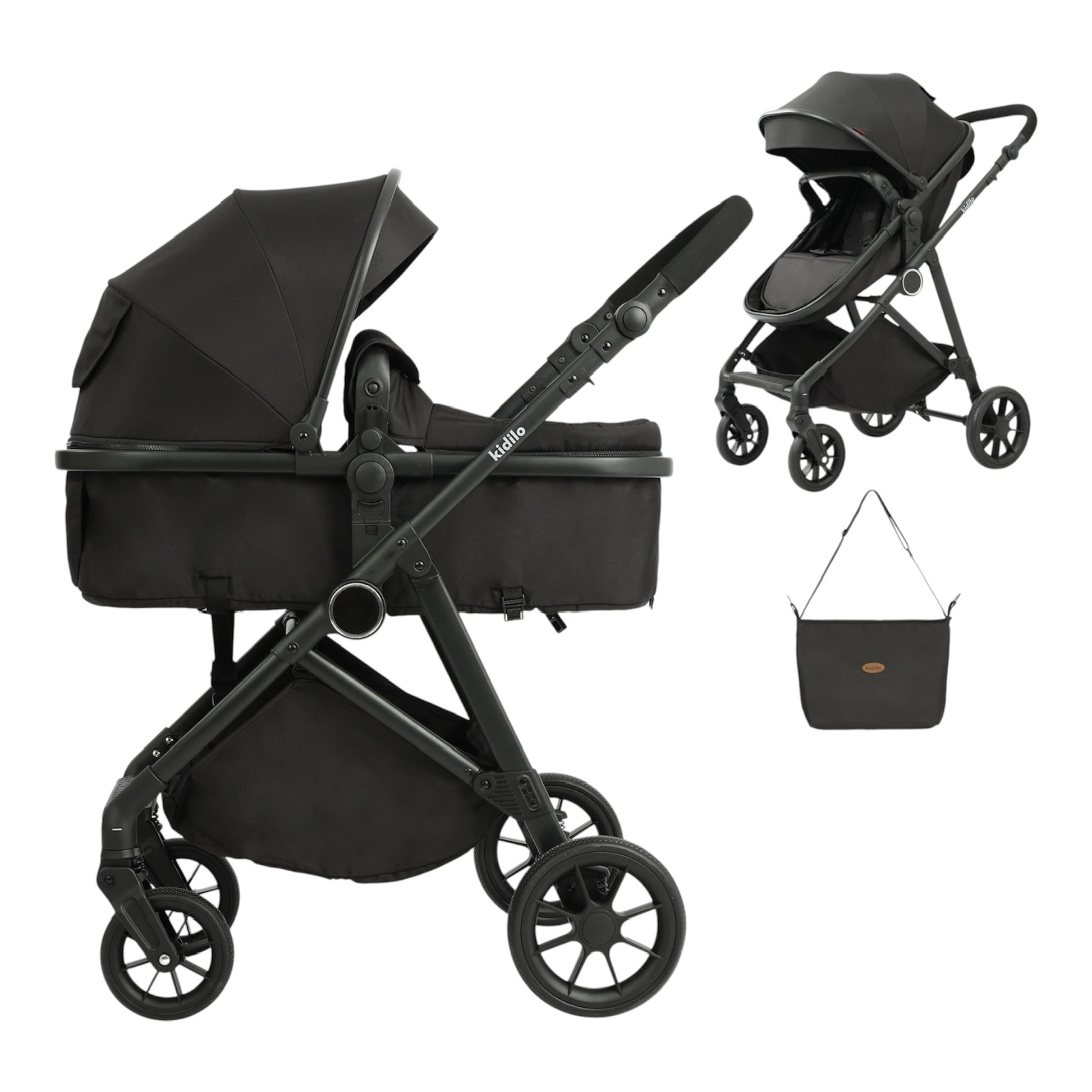Kidilo 2 in 1 baby stroller High view Travel Pram, Lightweight, Convertible Reversible Seat, Shock-Absorbing Wheels, Adjustable Canopy,Compact & Portable, for Newborns & Toddlers Kidilo 2 in 1 baby stroller High view Travel Pram, Lightweight, Convertible Reversible Seat, Shock-Absorbing Wheels, Adjustable Canopy,Compact & Portable, for Newborns & Toddlers