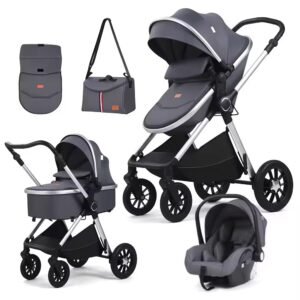 Premium kidilo bassinet stroller set with infant car seat and baby bag