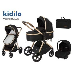 Premium kidilo bassinet stroller set with infant car seat and baby bag
