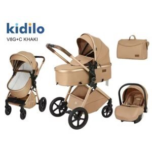 Premium kidilo bassinet stroller set with infant car seat and baby bag