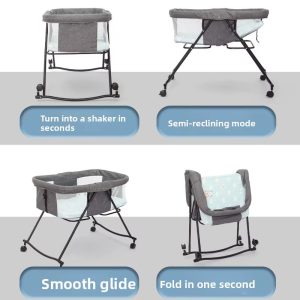 Foldable rocking Baby Bassinet With Net And Wheels