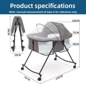 Foldable rocking Baby Bassinet With Net And Wheels