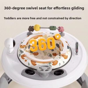 Height adjustable baby walker and activity center with 360 rotation seat and educational toys(6- 24 months)