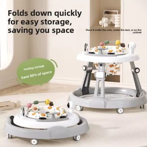 Height adjustable baby walker and activity center with 360 rotation seat and educational toys(6- 24 months)