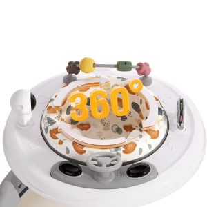 Height adjustable baby walker and activity center with 360 rotation seat and educational toys(6- 24 months)