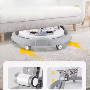 Height adjustable baby walker and activity center with 360 rotation seat and educational toys(6- 24 months)