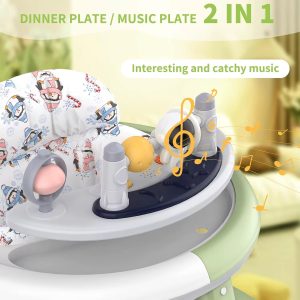 Height adjustable baby walker and activity center with 360 rotation seat and educational toys(6- 24 months)