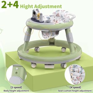 Height adjustable baby walker and activity center with 360 rotation seat and educational toys(6- 24 months)