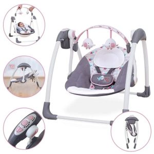 Mastela Baby Portable Swing/ electric baby rocker Chair Grey Age- Newborn to 15 Months (Holds upto 13 Kgs)