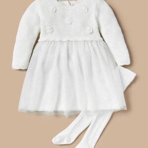 fashion cotton dresses with matching tights( 0- 24 months)