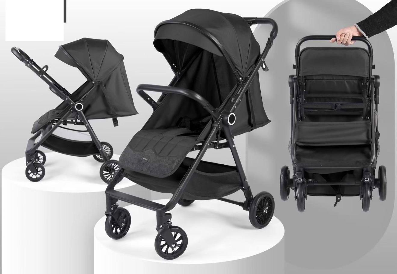 Easy fold Cabin approved Baby Stroller with durable rubber wheels and reversible handle Easy fold Cabin approved Baby Stroller with durable rubber wheels and reversible handle