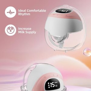 Wearable Hands-Free Electric Breast Pump with 3 Modes and 15 Levels, Wearable Breast Pump with Intelligent Display, Low Noise, Portable Hands Free Breast Pumps with 4 Flanges in Sizes 18/20/22/24mm, USB-Chargeable