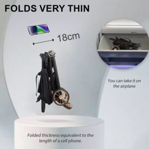 Cabin approved baby stroller with reversible handle