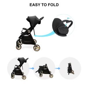 Cabin approved baby stroller with reversible handle