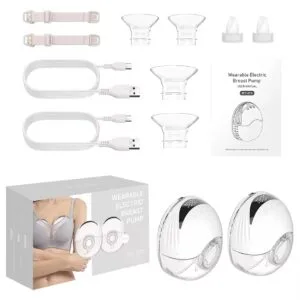 Double wearable electric breast pump with rechargeable battery