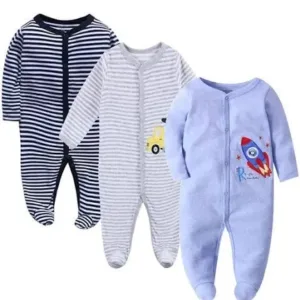 3 pcs set high quality 100% cotton Baby Rompers/baby sleep suits (0-12 months)