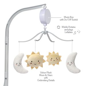 Cot Mobile for Babies, Baby Mobile for Crib, Hanging Projection Mobile with Music Box, Timing Function, Musical Mobile for Baby,