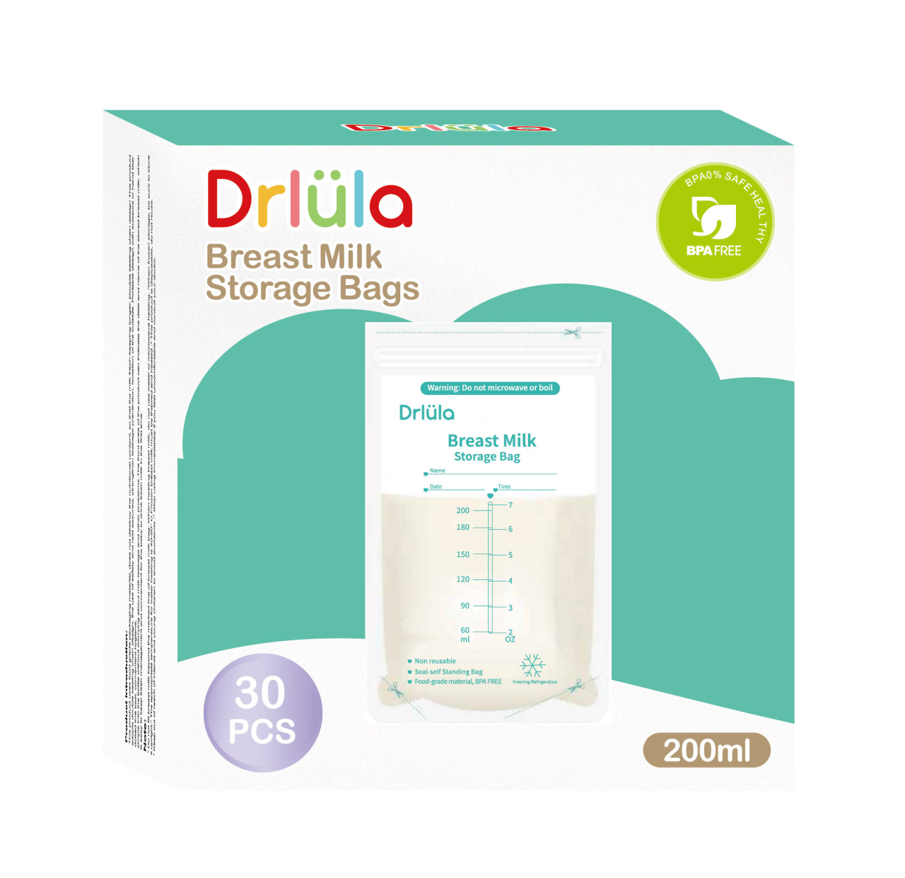 30 Pcs 200ml Breast Milk Storage Freezer Bag 30 Pcs 200ml Breast Milk Storage Freezer Bag