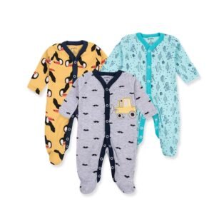 3 pcs set high quality 100% cotton Baby Rompers/baby sleep suits (0-12 months)