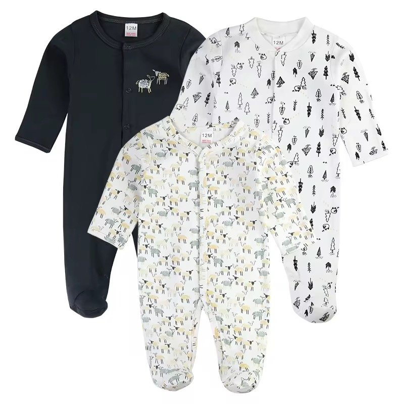 3 pcs set high quality 100% cotton Baby Rompers/baby sleep suits (0-12 months) 3 pcs set high quality 100% cotton Baby Rompers/baby sleep suits (0-12 months)