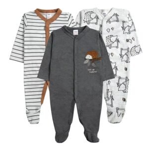 3 pcs set high quality 100% cotton Baby Rompers/baby sleep suits (0-12 months)