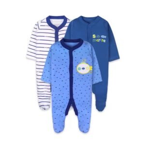 3 pcs set high quality 100% cotton Baby Rompers/baby sleep suits (0-12 months)