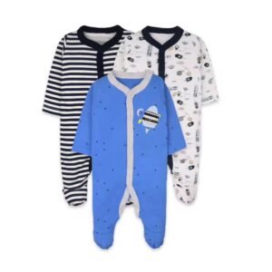 3 pcs set high quality 100% cotton Baby Rompers/baby sleep suits (0-12 months)