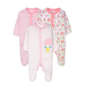 3 pcs set high quality 100% cotton Baby Rompers/baby sleep suits (0-12 months)