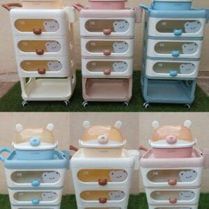 4 Tier Multipurpose Baby Supplies movable Cart trolley organizer with wheels and detachable bottle drying rack