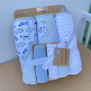 DREAMGRO 6-Piece Hooded baby Towel & Washcloth Set(Newborn to 12 Months)