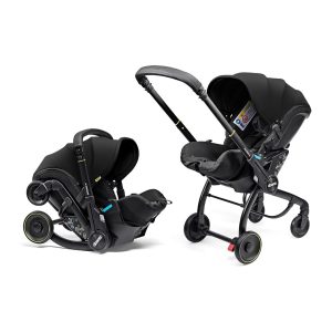 max 2 in 1 Baby Car Seat & Travel Stroller Nitro Black - Convertible 0+ Car Seat and Pram with 3 Recline Positions - Ergonomic Pushchair and Travel System
