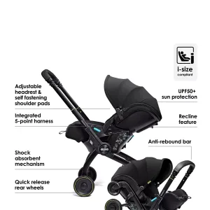 max 2 in 1 Baby Car Seat & Travel Stroller Nitro Black - Convertible 0+ Car Seat and Pram with 3 Recline Positions - Ergonomic Pushchair and Travel System