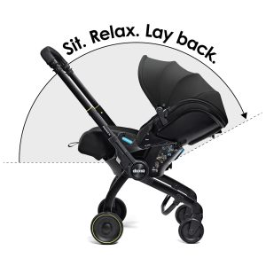 max 2 in 1 Baby Car Seat & Travel Stroller Nitro Black - Convertible 0+ Car Seat and Pram with 3 Recline Positions - Ergonomic Pushchair and Travel System