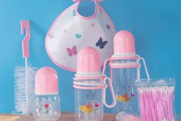 NEW 7 Pcs Pink Baby Feeding Bottle Set